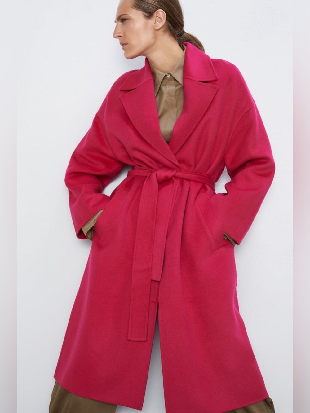 Zara fuchsia Hot Pink wool Coat
